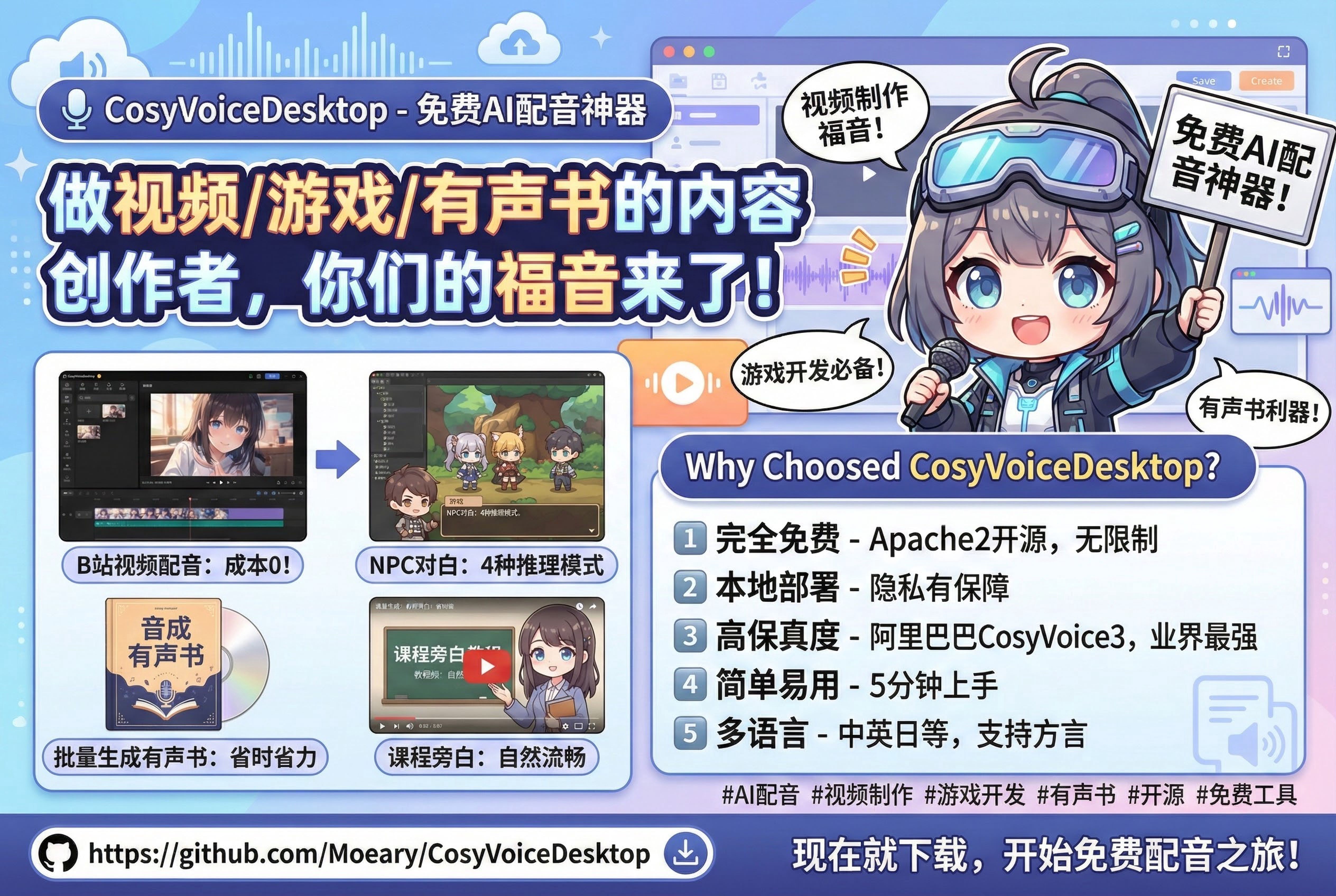 CosyVoiceDesktop  多角色配音有声小说生成器