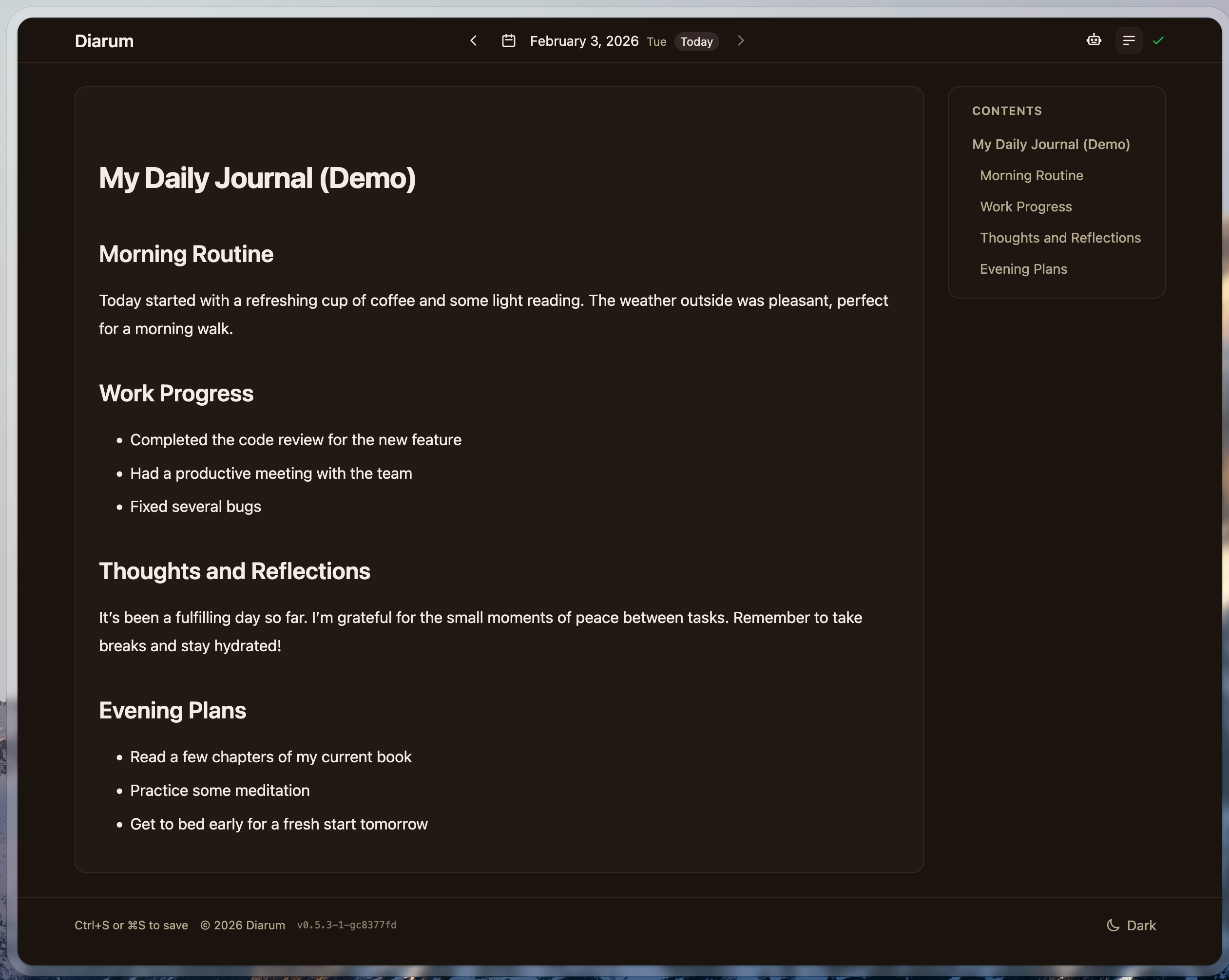 吾身 (Diarum) 一款零负担、快记录、怡复盘、可自托管的日记应用

